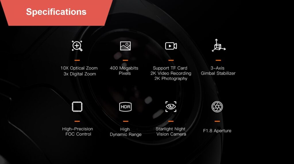 Specifications of gimbal zr10