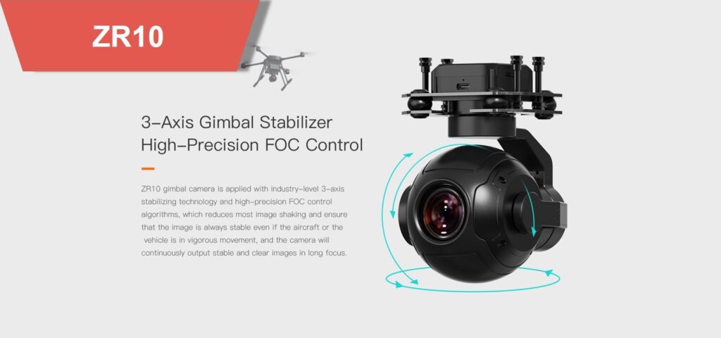 Gimbal zr10 3-axis gimbal stabilizer high-precision foc control