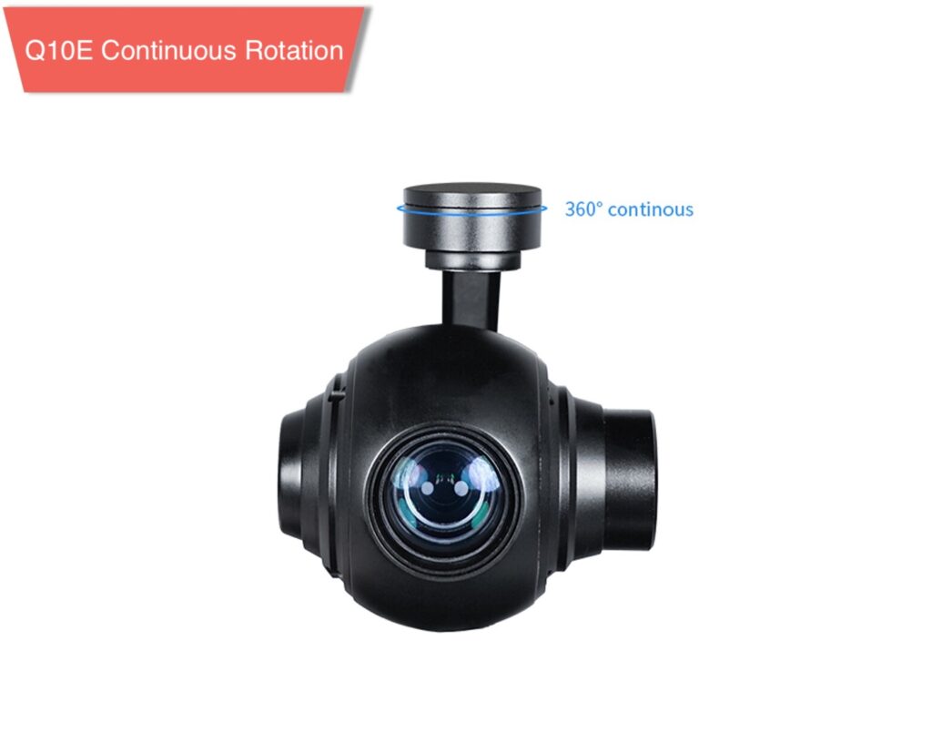 Q10e zoom gimbal camera with continuous 360 degree rotation