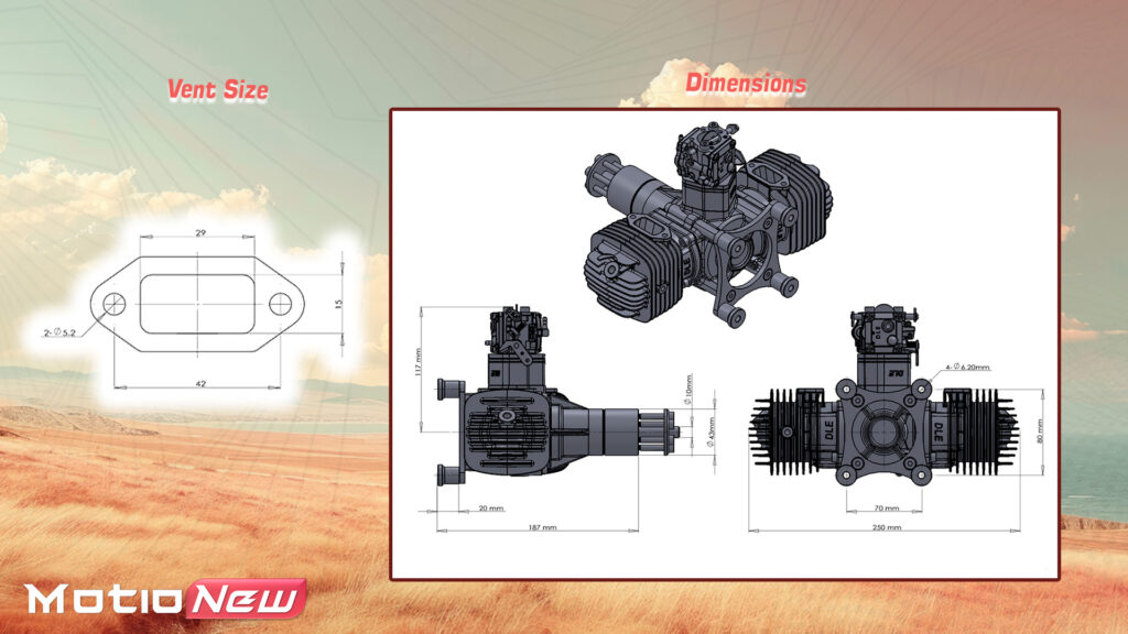 Dimensions of dle 120 engine