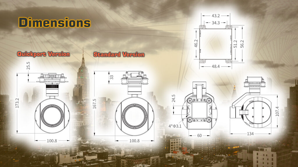 At50 gimbal camera dimensions