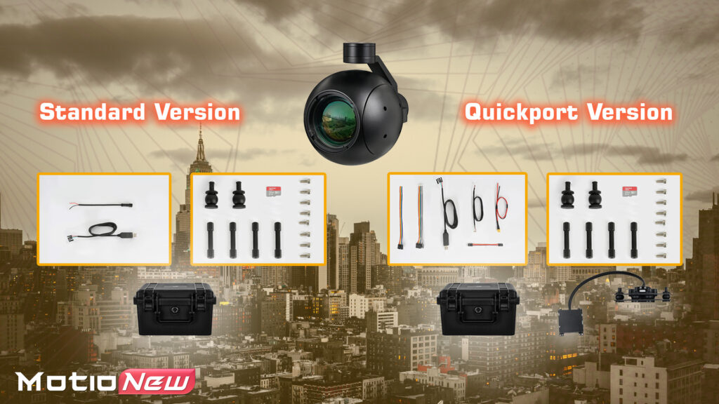 At50 gimbal camera standard and quickport version package contents