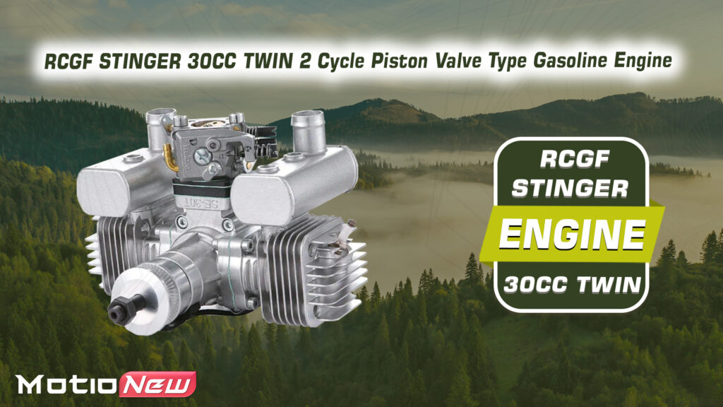 Rcgf stinger 30cc twin cylinder 2 cycle piston valve type gasoline engine