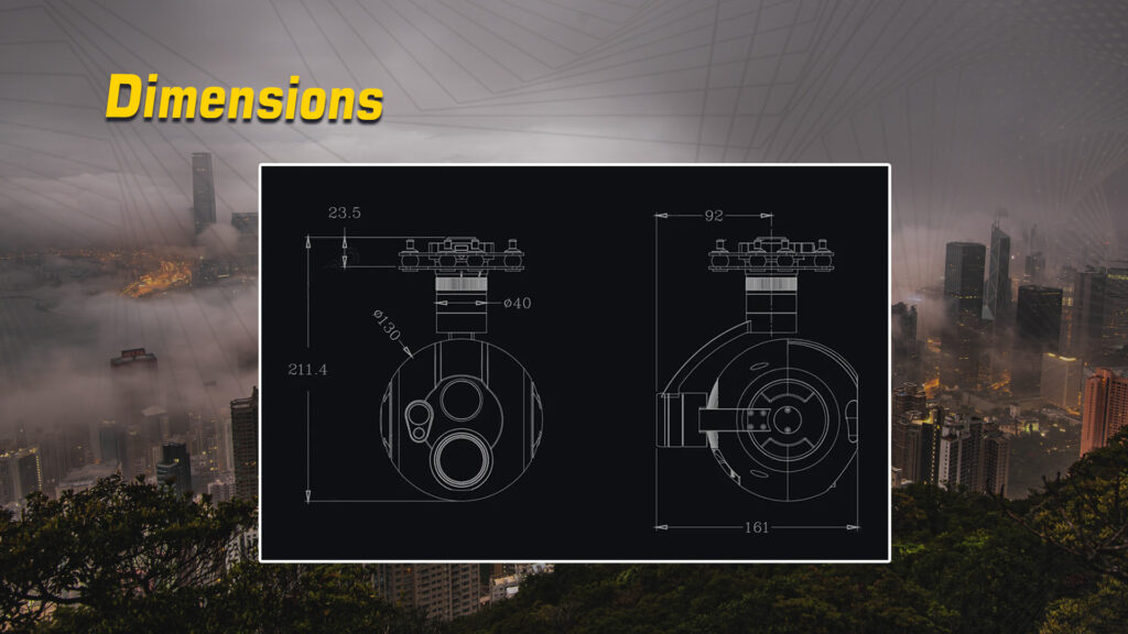 Dimensions of a20ktr gimbal camera