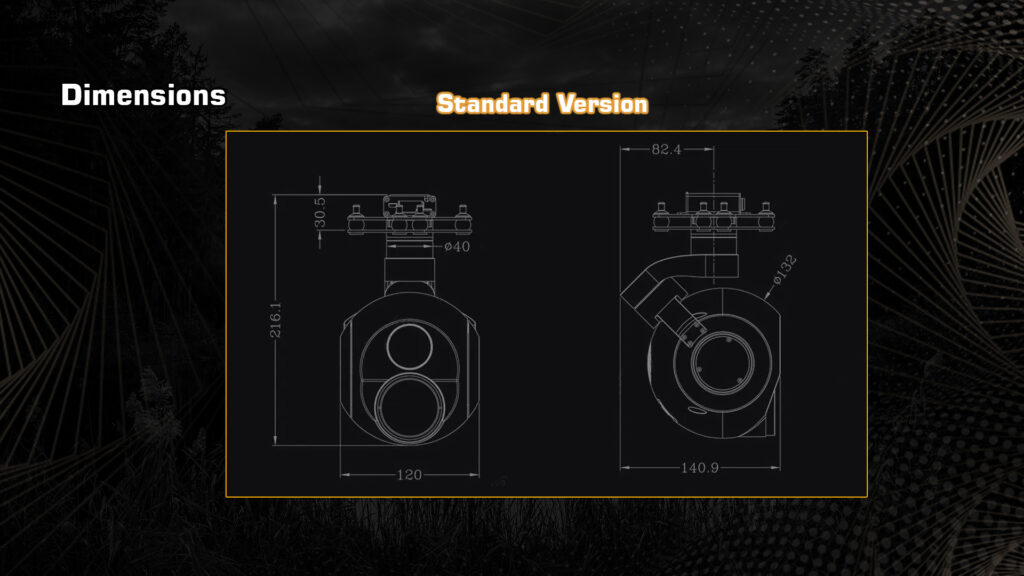 Dimensions of standard version of q30tir pro