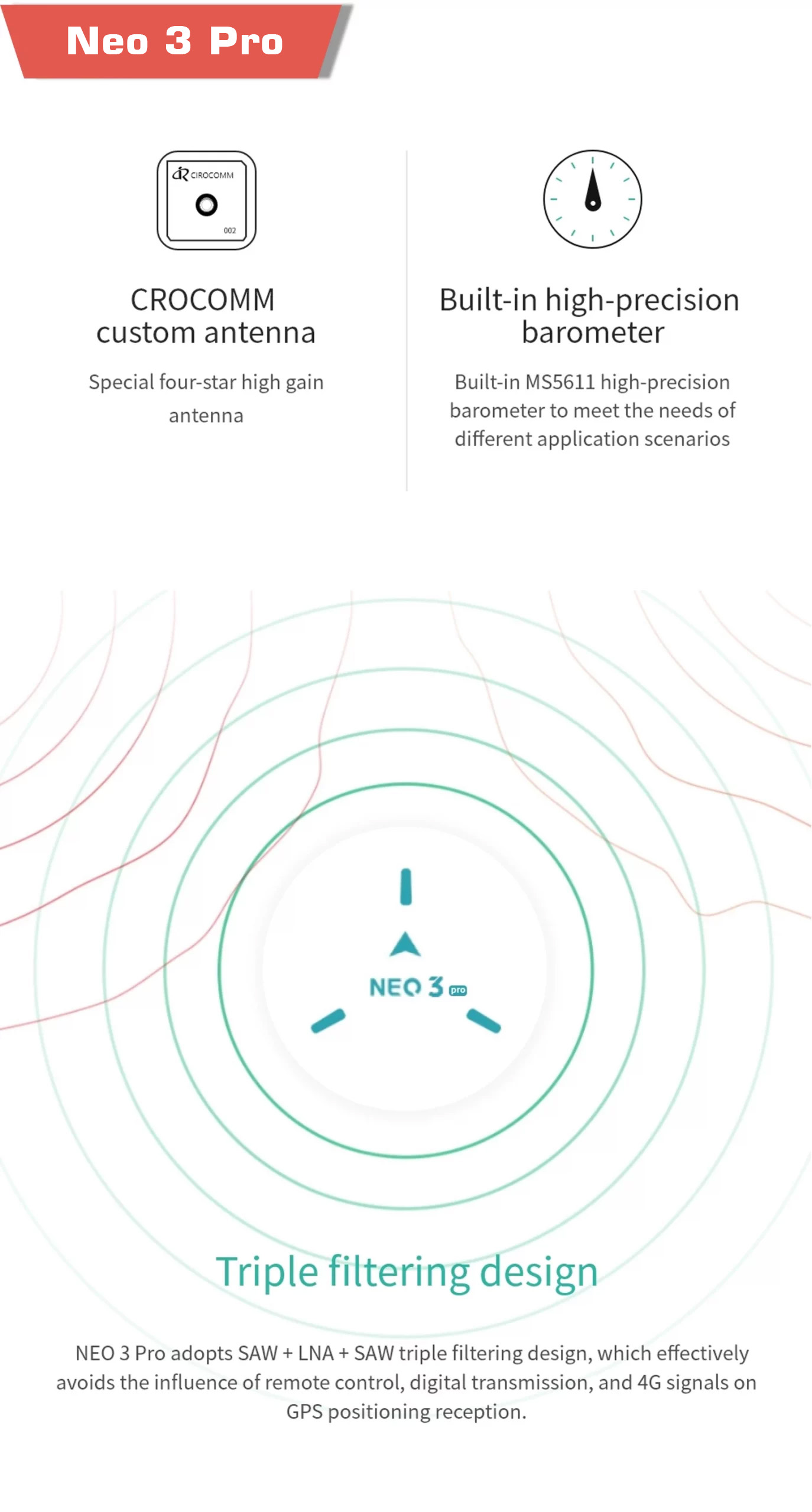 Neo v3 pro gps triple filter design has been developed