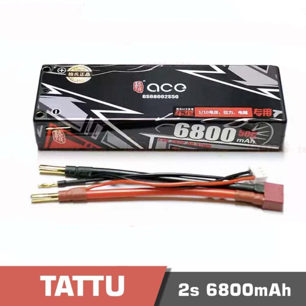 2s 6800 50c - battery lipo 2s 6800mah 50c tattu hard case t plug - motionew - 3