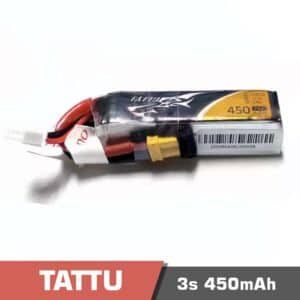 Battery Lipo 3s 450mAh 75C Tattu for FPV drone