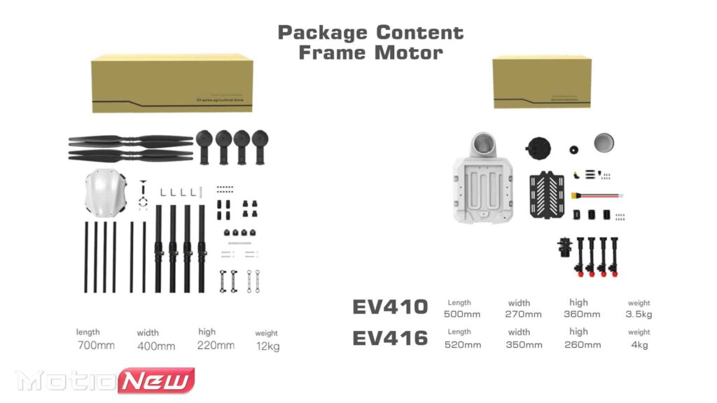 Package content frame of ev410 / ev416 agricultural drone