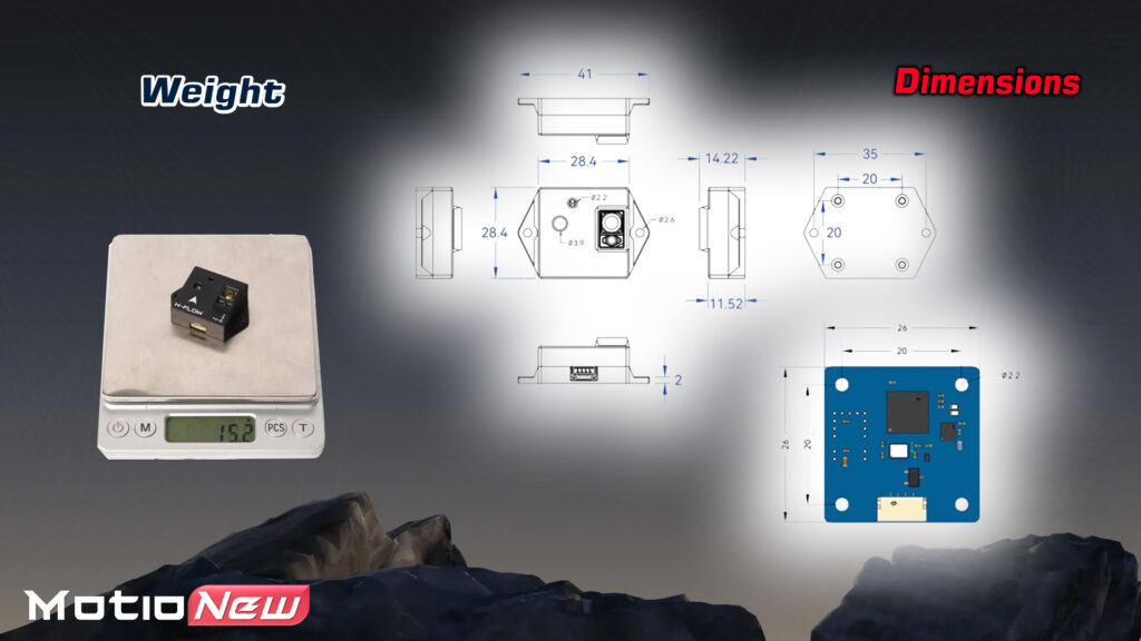 Weight and dimensions of holybro h-flow, optical flow and distance sensor module