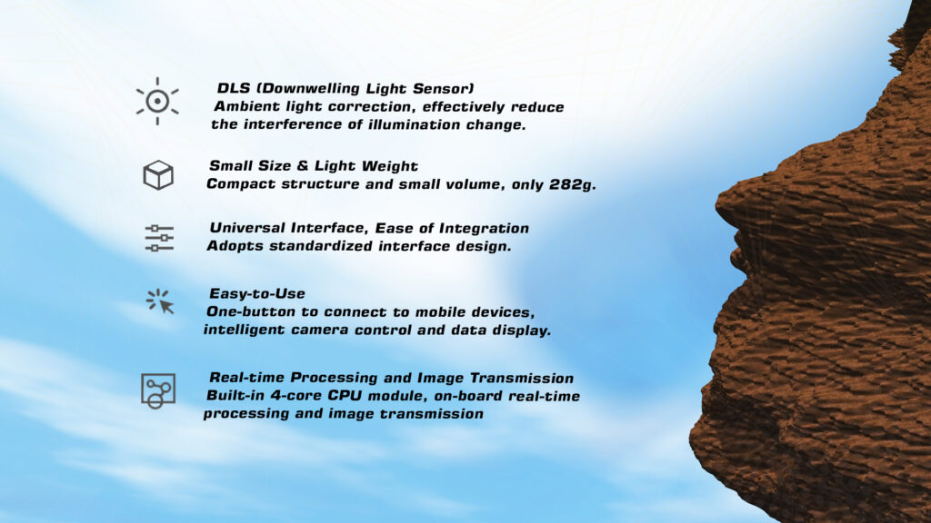 Specifications of ms600 pro 6-band multispectral camera