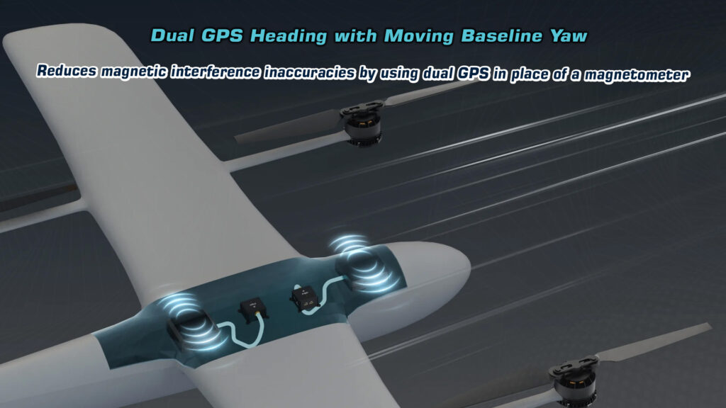 Dual gps heading with moving baseline yaw