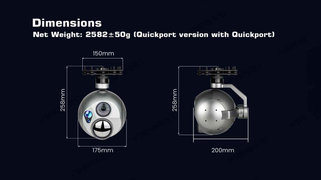 A30tr-1575 gimbal camera dimensions