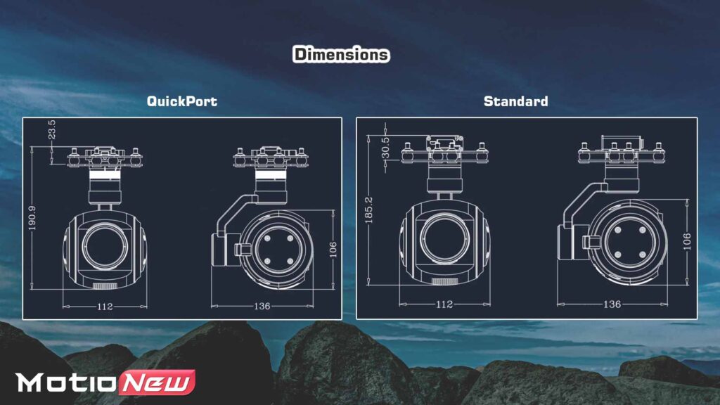 Qir50t pro dimensions (quick port and standard)